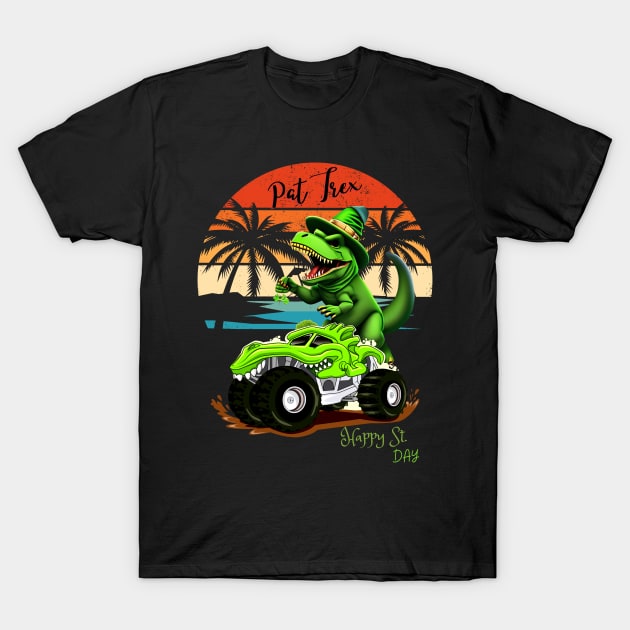 Kids Happy St Pat Trex Day Green Dino Monster Truck Toddler T-Shirt by Adam4you